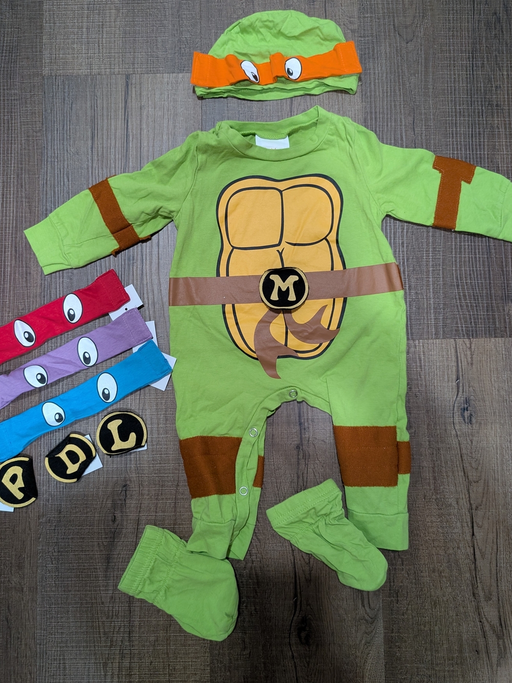Green Turtle Shell One-Piece Romper with Matching Hat